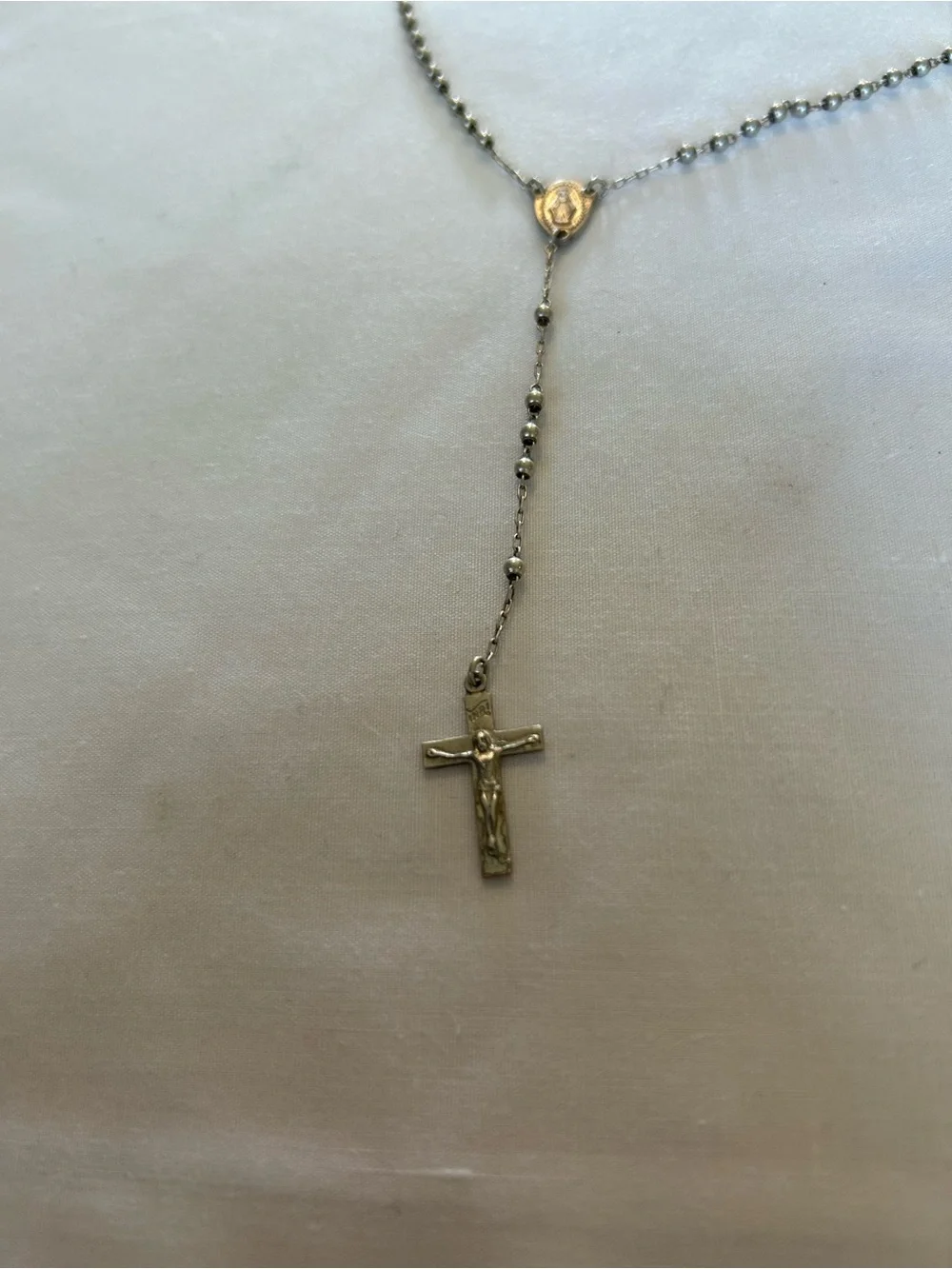 Sterling Silver Rosary  with Cross Pendant